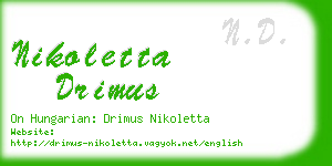 nikoletta drimus business card